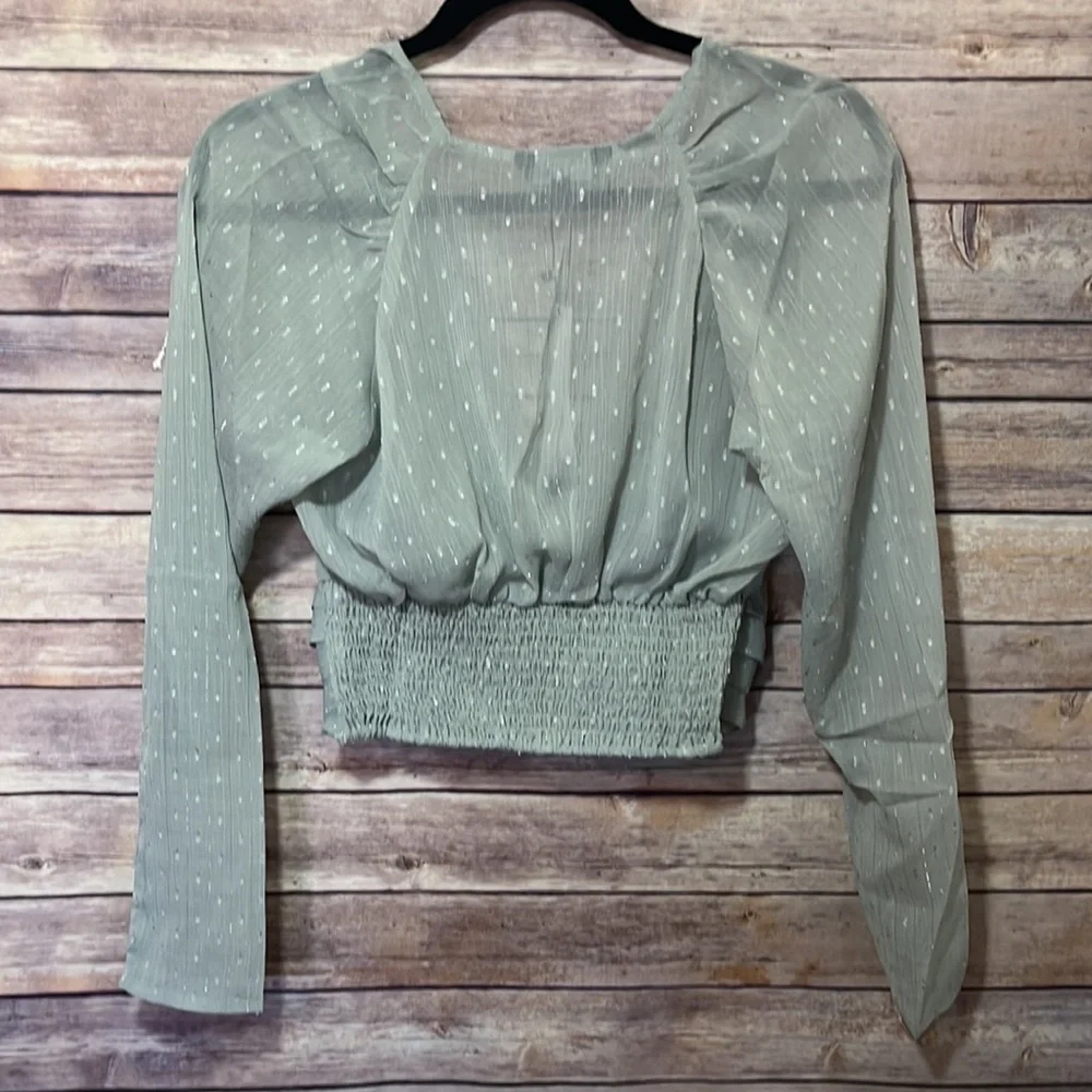 Strut & Bolt Sage Green Swiss Dot Top Size M NWT B0